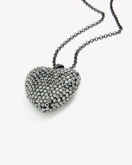 Long Necklace with Rhinestone Heart Pendant Penningtons