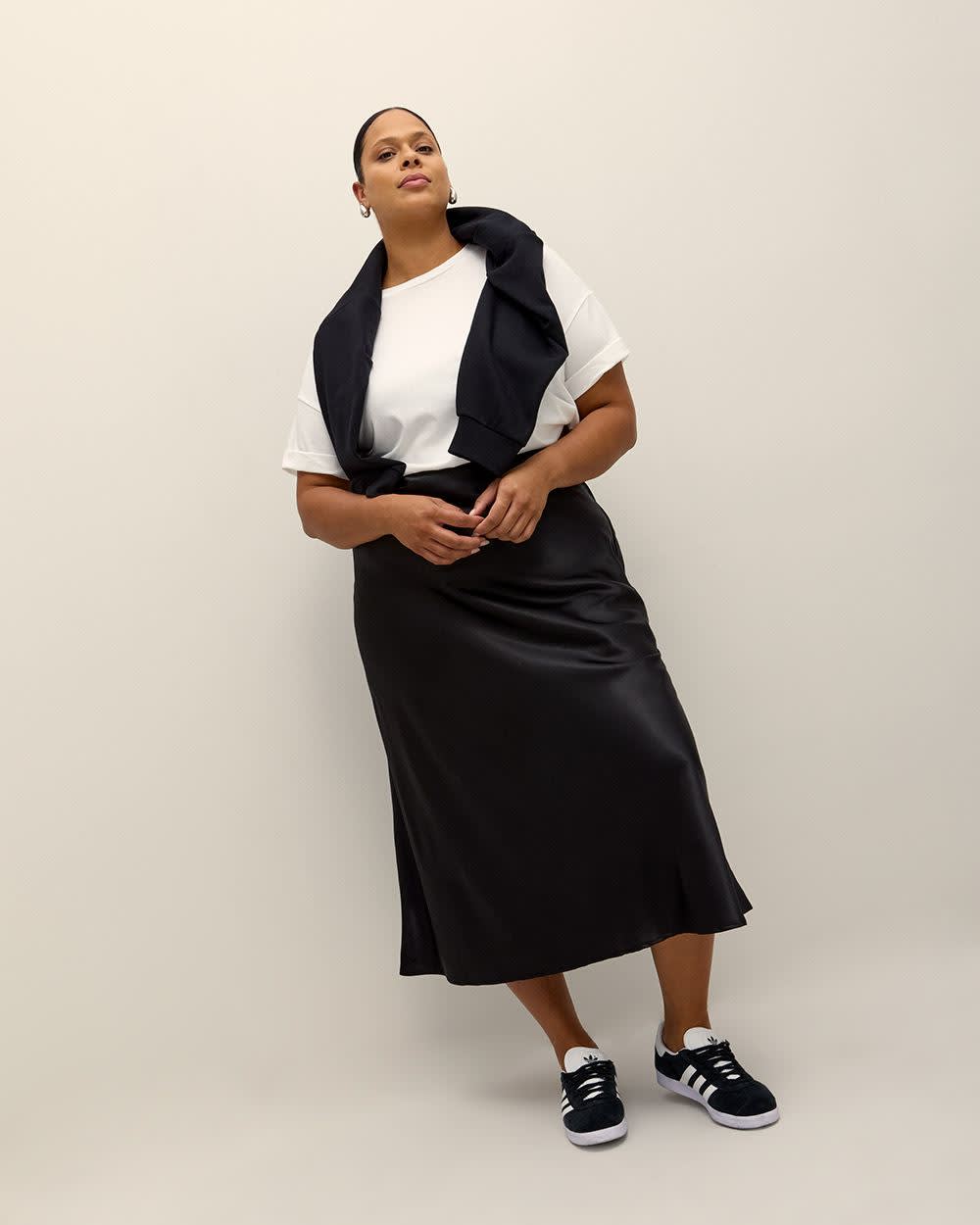 Black Satin Column Maxi Skirt Penningtons