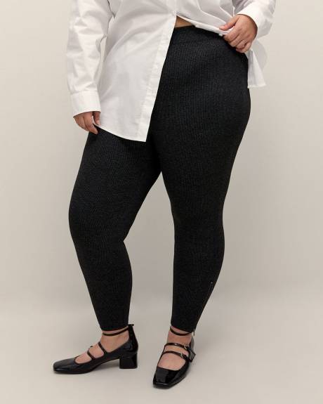 Legging tendance noir texturé avec ourlet à fermeture éclair