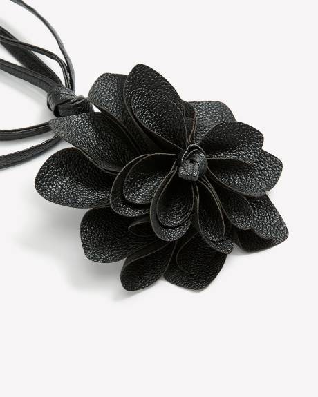 Black Sash Belt with Flower