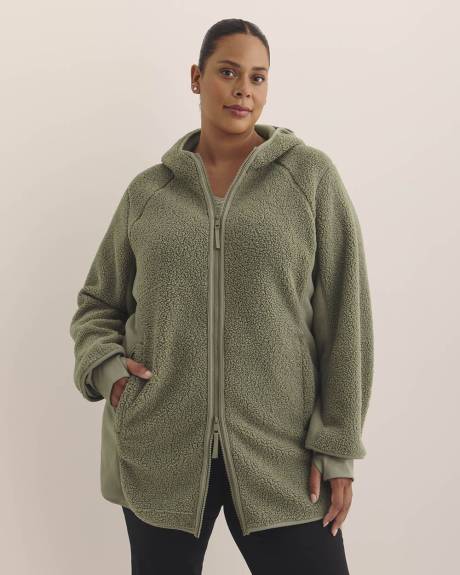 Long Hooded Sherpa Jacket - Active Zone