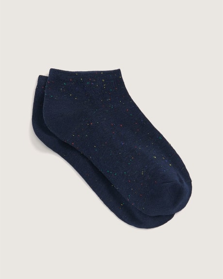 Speckled Yarn Ankle Socks with Contrasting Tips