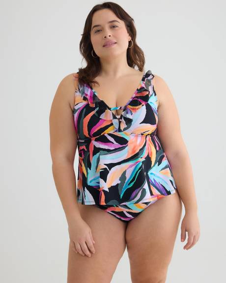 Tankini avec encolure à volants