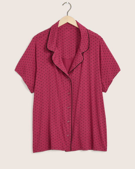 Printed Buttoned-Down Pyjama Top with Elbow Sleeves - ti VOGLIO