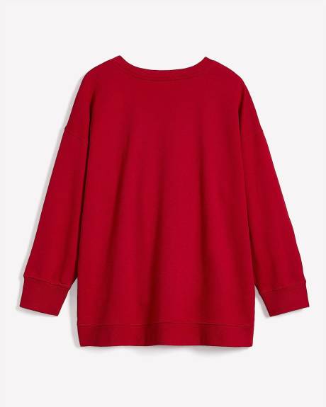 Red Crewneck Sweatshirt with Grinch Print