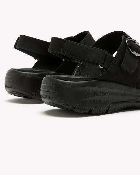 Wide Width, Black Easy Going Double-Buckle Sandal - Skechers