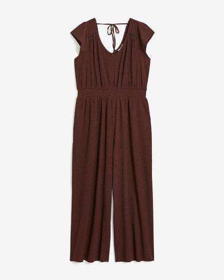 Textured Knit Wide-Leg Maxi Jumpsuit