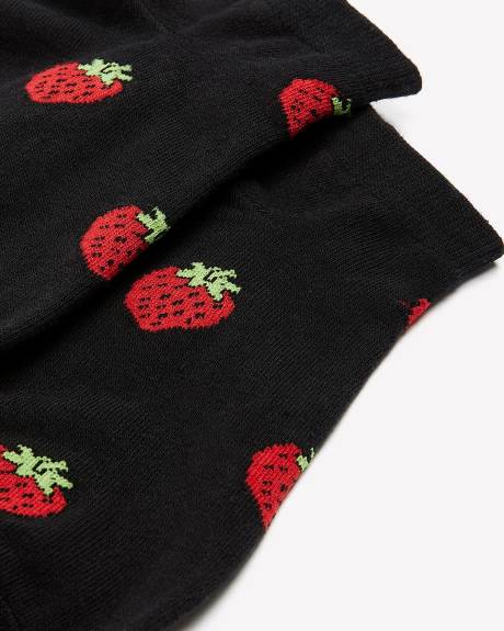 Ankle Socks with Strawberry Print