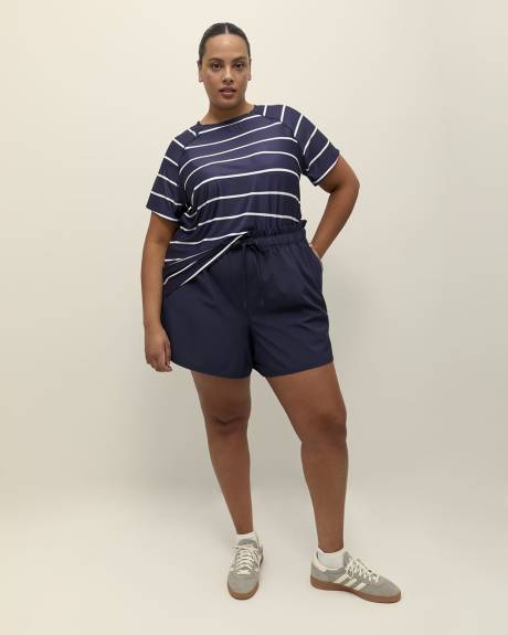 Short extensible à taille haute élastique de style paperbag, tissu responsable - Active Zone