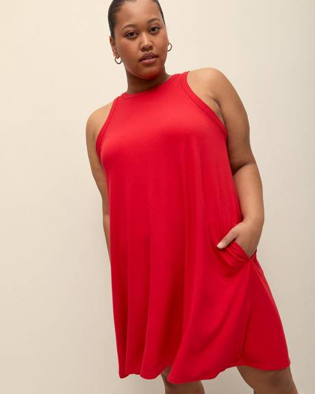 Responsible, Sleeveless Swing Halter Dress with Pockets