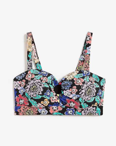 Haut de bikini bandeau fleuri avec petite ouverture