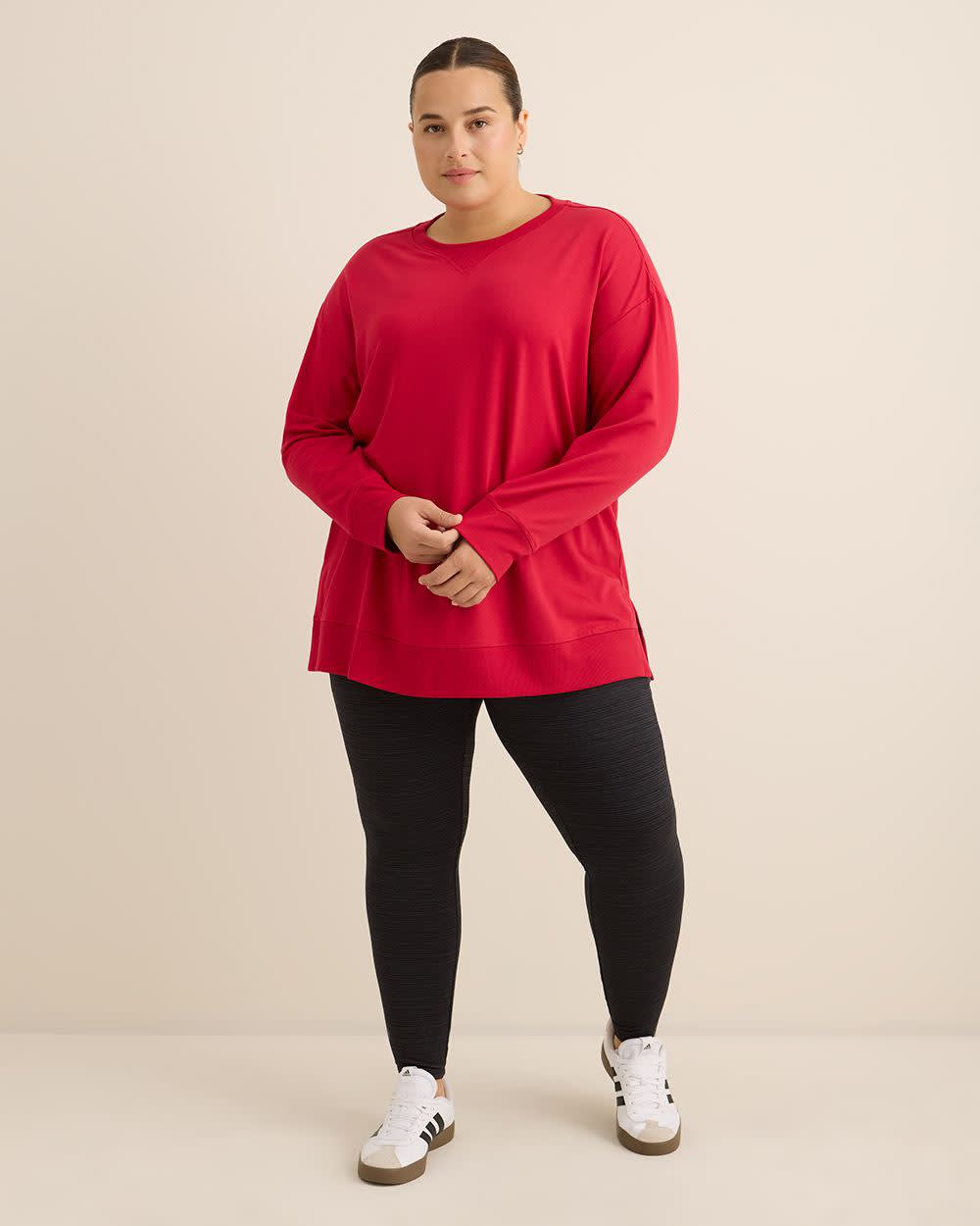 French Terry Tunic Top with Ribbed Details - Active Zone French Terry Tunic Top with Ribbed Details - Active Zone
