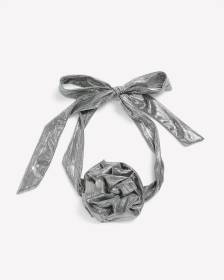 Skinny Glittery Neck Sash Scarf with Flower