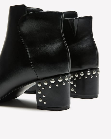 Extra Wide Width, Ankle Booties with Studs on Heel