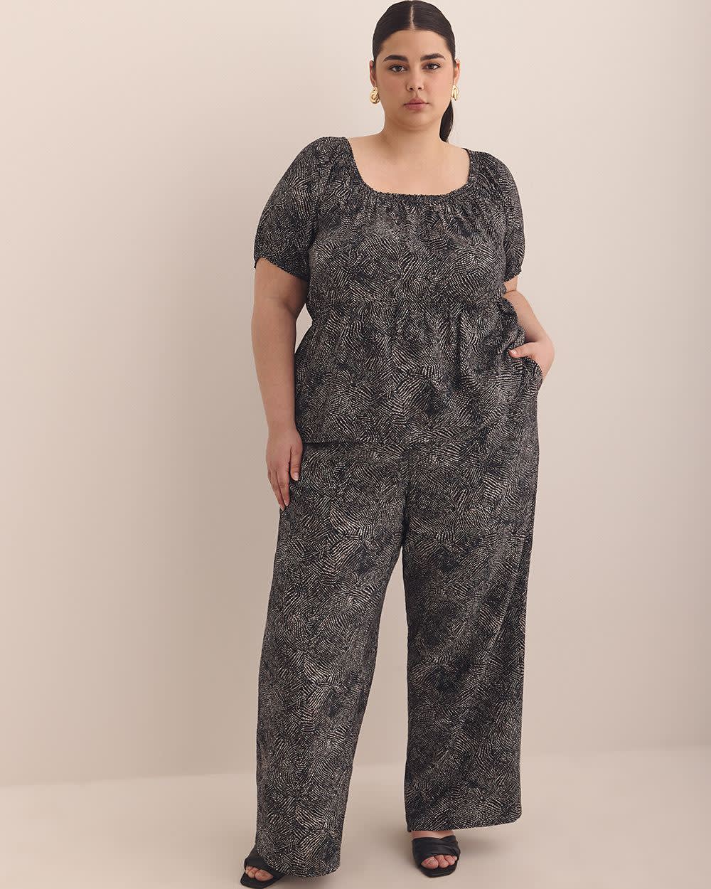 Palazzo-Leg Pant with Elastic Waistband