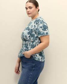 Knit Top with Smocked Waist - Addition Elle