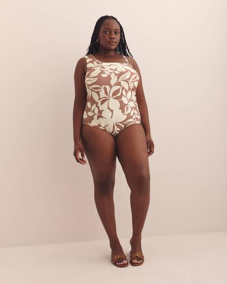 Floral Asymmetrical Asha One-Piece Swimsuit - Raisins Curve