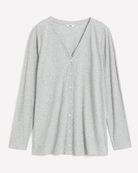 Ribbed Knit V-Neck Cardigan