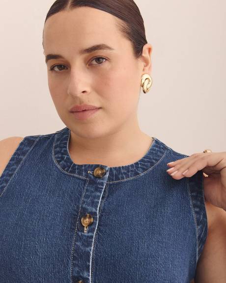 Sleeveless Buttoned-Down Denim Vest - d/C JEANS