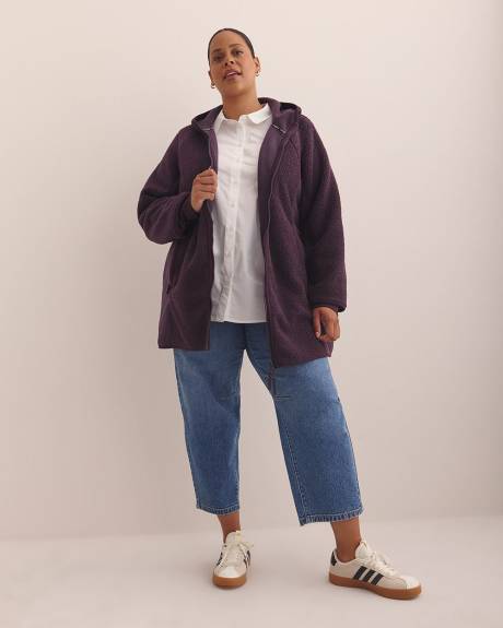 Long Hooded Sherpa Jacket - Active Zone