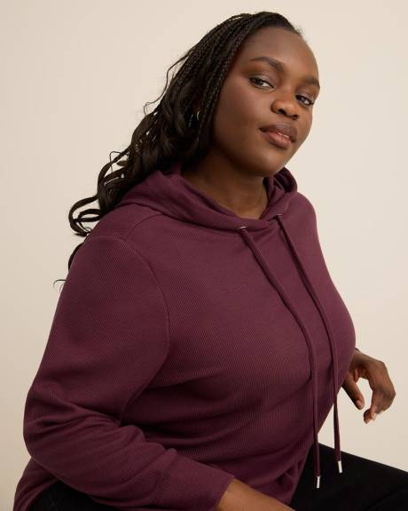 Long-Sleeve Waffle Knit Hoodie