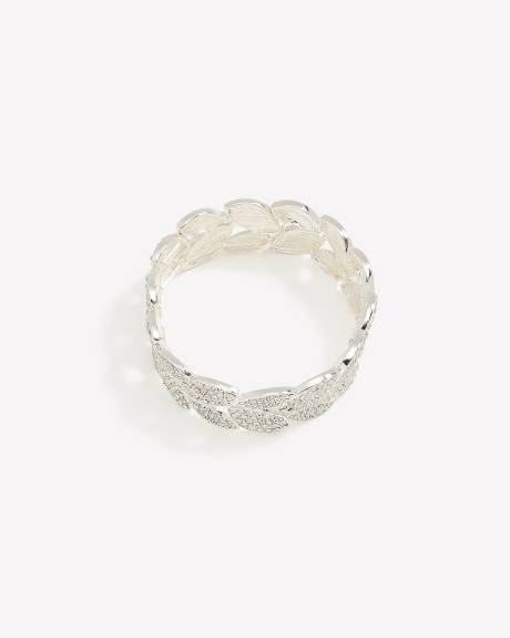 Stretch Bracelet with Rhinestone Leaves