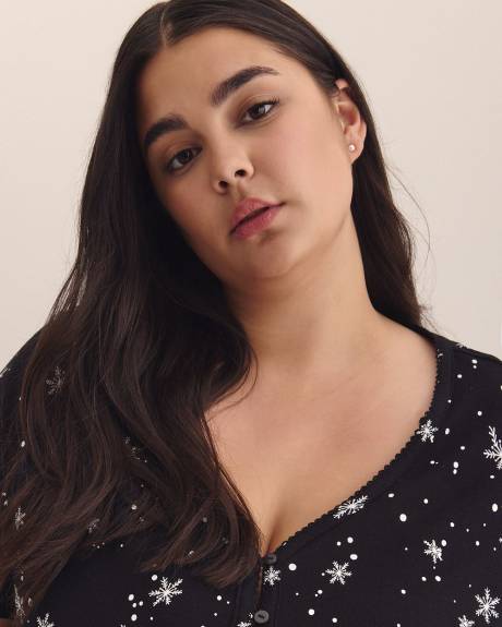 Chemise de nuit longue à manches courtes à motif de flocons - ti Voglio