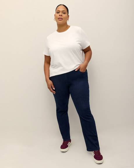 Jeans à enfiler à jambe droite, coupe ingénieuse, grande, tissu responsable - d/C JEANS