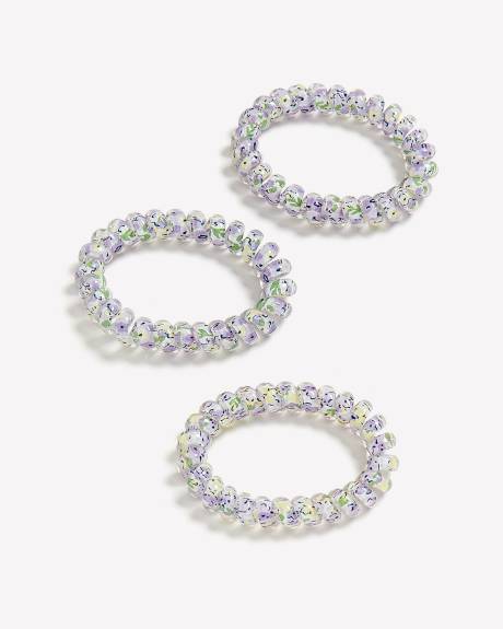Printed Coil Hair Elastics, Set of 3