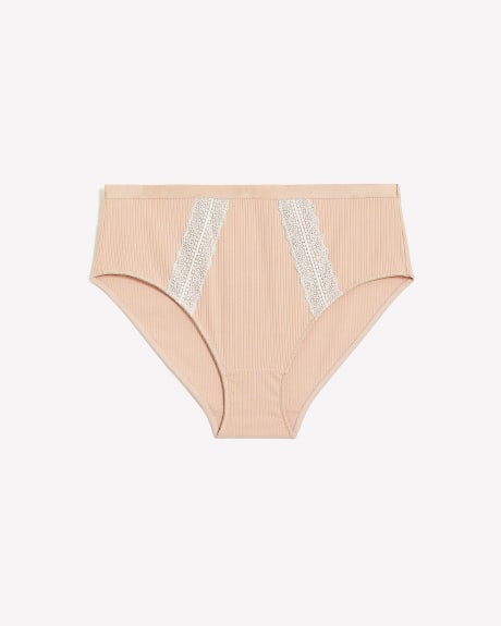 Ribbed High-Cut Brief with Lace - Déesse Collection