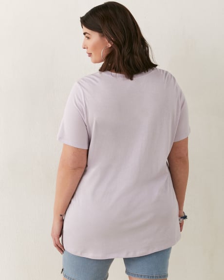 T-shirt coupe boyfriend à col U à imprimé
