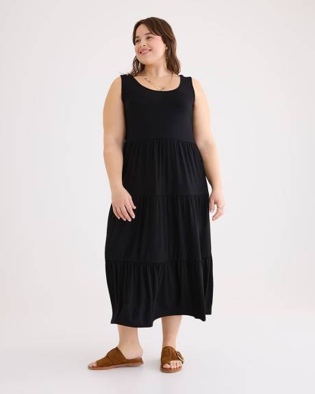 Responsible, Sleeveless Tiered Maxi Dress