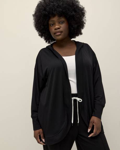 Cardigan ouvert à capuche en tricot français - Active Zone