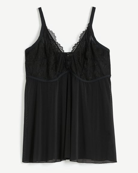 Black Lace and Mesh Babydoll - Déesse Collection