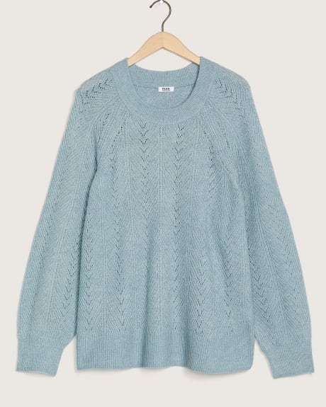 Pointelle Sweater With Long Raglan Sleeves