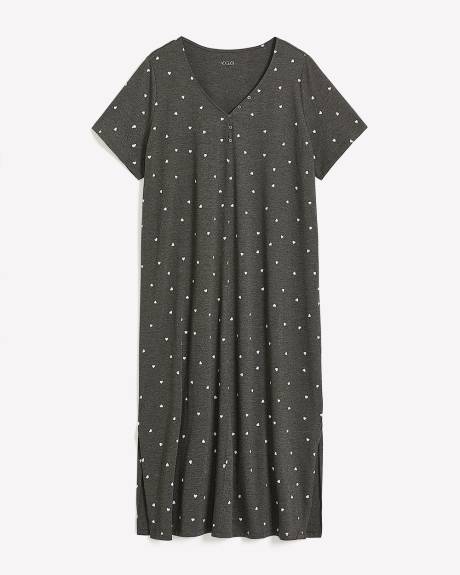 Robe de nuit longue à manches courtes imprimée - ti Voglio