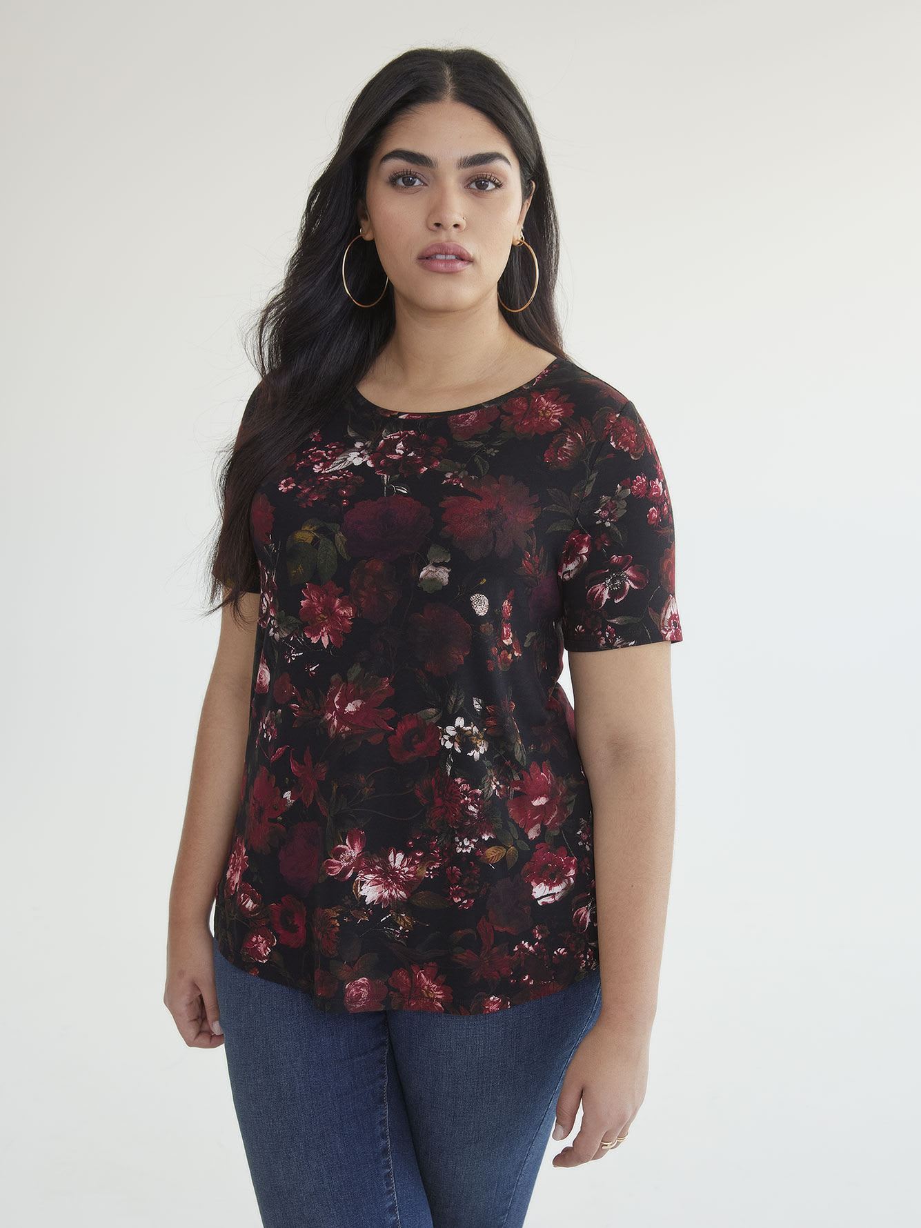 Responsible, Printed Modern-Fit Crew Neck Tee - Addition Elle