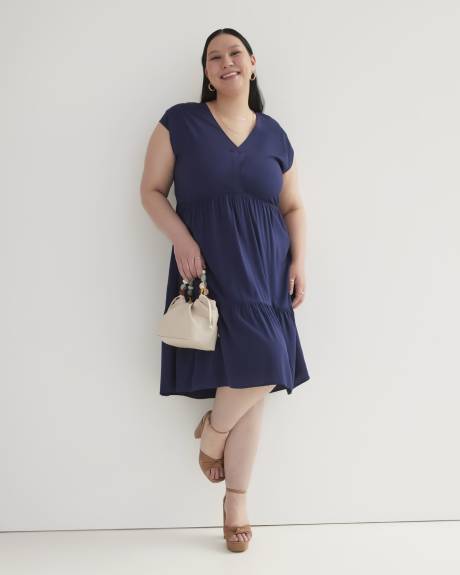 Short-Sleeve Tiered Dress