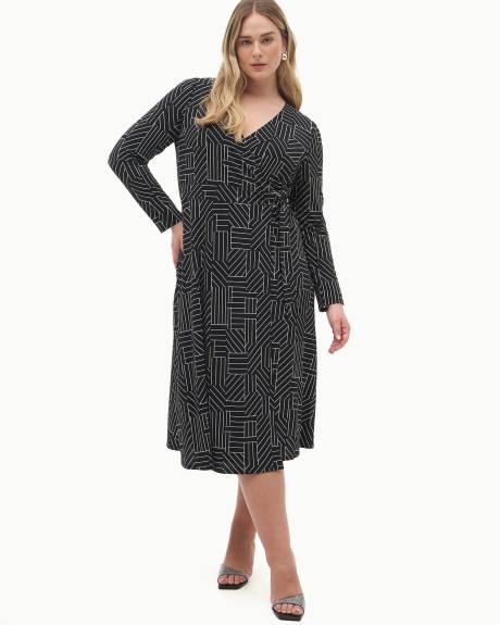 Knit Wrap Printed Dress - Addition Elle