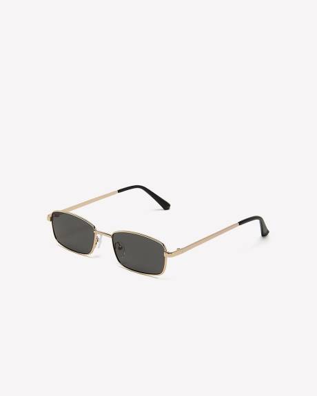 Golden Frame Rectangular Sunglasses