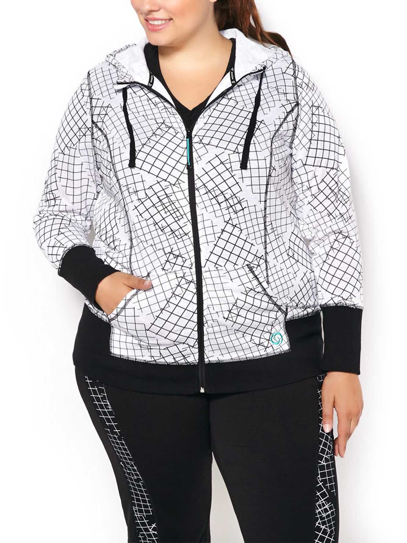 ActiveZone PlusSize Printed Zip Up Hoodie Penningtons