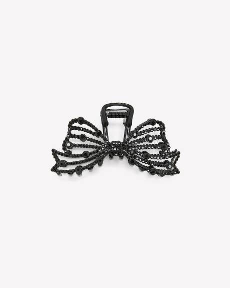 Black Rhinestone Bow-Shaped Hair Claw