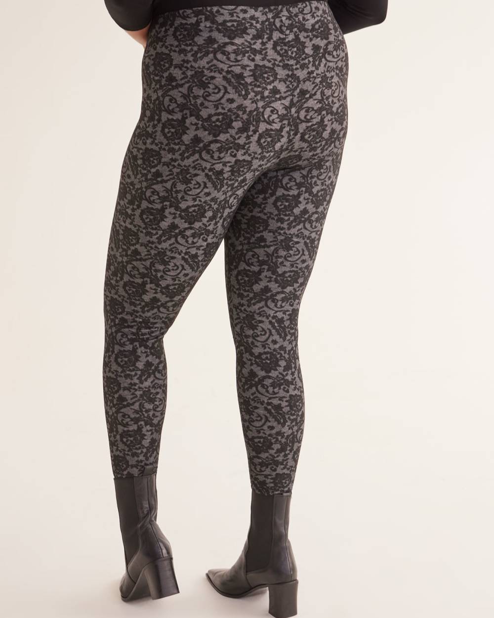 Black Textured Lace Fashion Legging Penningtons