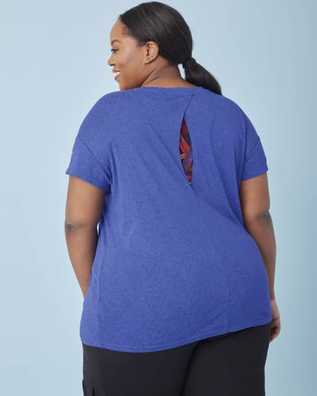 Printed Cocoon T-Shirt with Overlap Keyhole Back Detail - Active Zone
