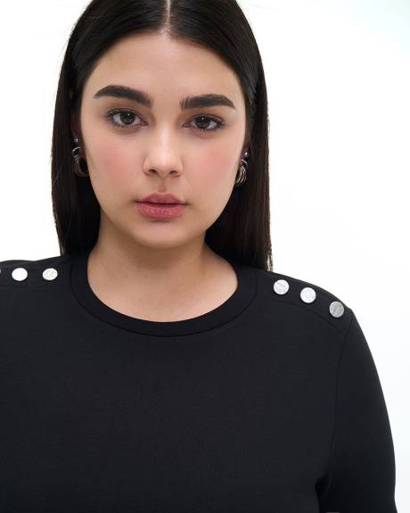 Knit Top with Buttons at Shoulders - Addition Elle