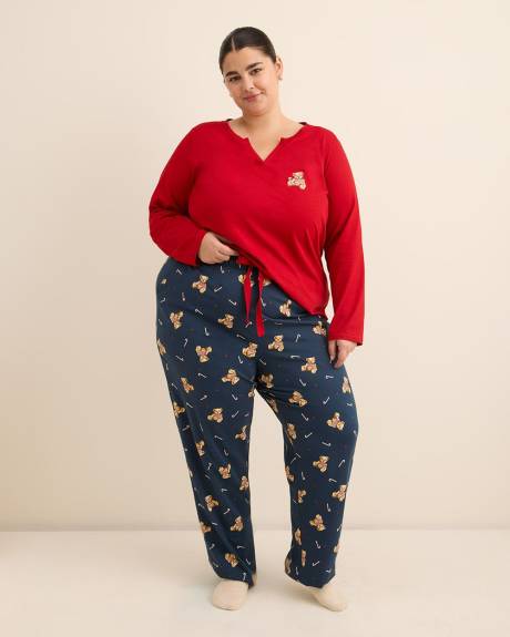Ensemble-pyjama t-shirt à manches longues et pantalon à jambe droite à motif d'oursons - ti Voglio