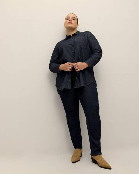 Denim Buttoned Down Tunic Shirt