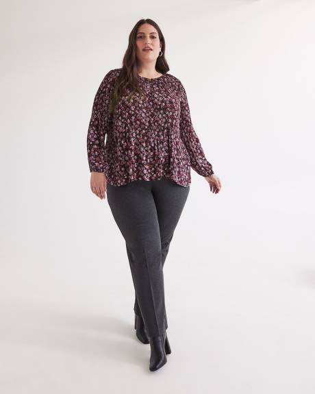 Pantalon gris chiné amincissant essentiel à jambe droite en pointe de Rome