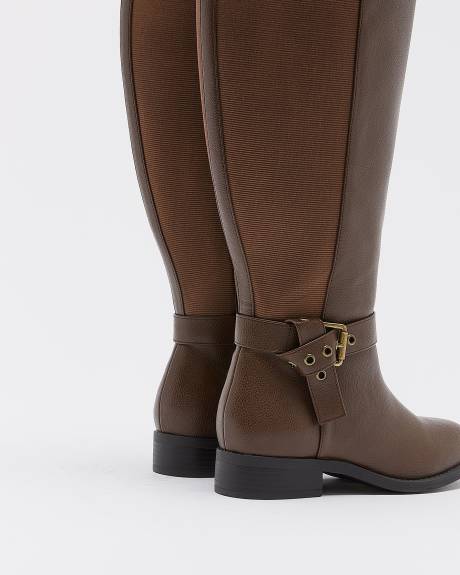 Extra Wide Width, Tall Flat Boots with Folded Buckle