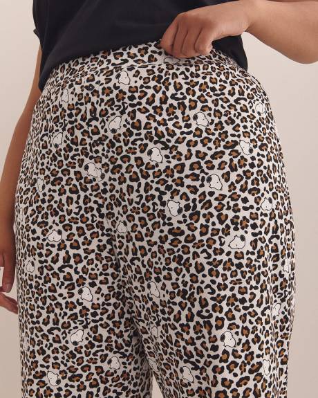 Snoopy Cheetah-Print Straight-Leg Capri Pyjama Pant - ti Voglio